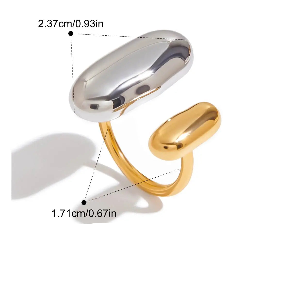 Anel Duplo Dourado e Prata