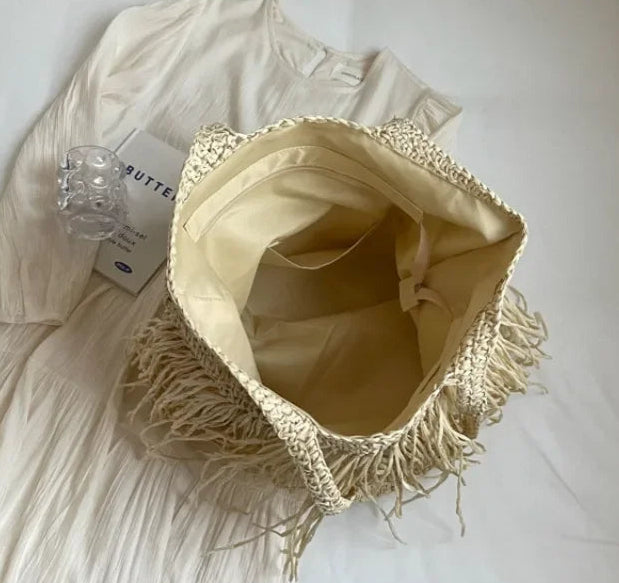 Bolsa Bali Palha com Franja