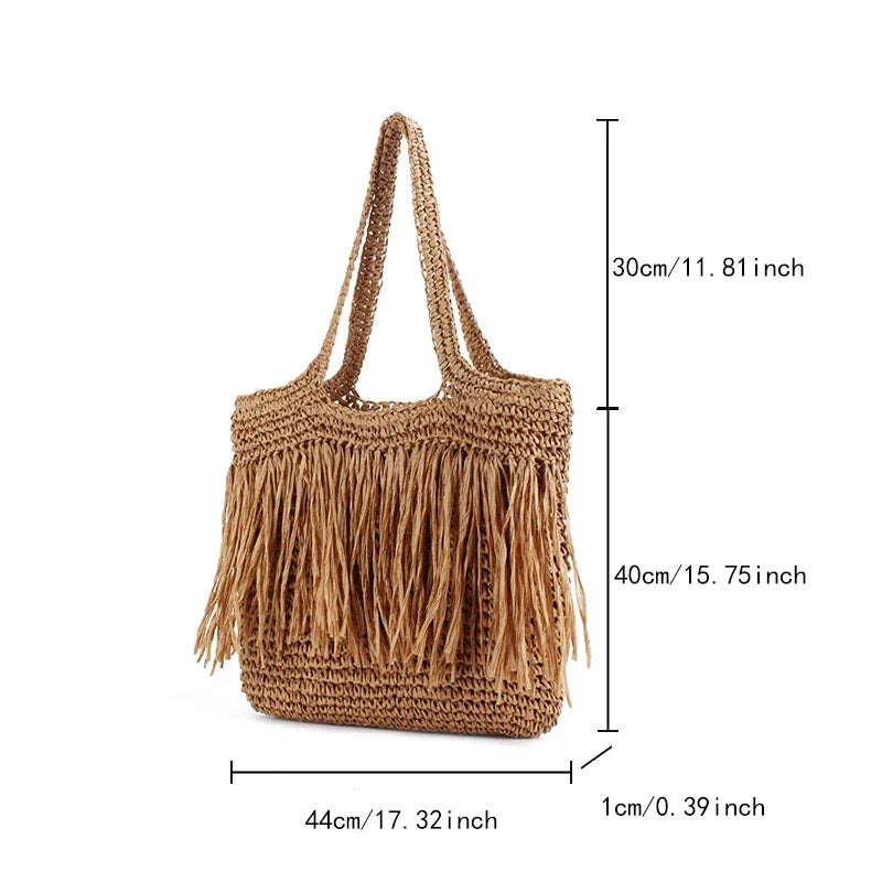 Bolsa Bali Palha com Franja
