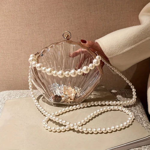 Bolsa Cristal com Pérolas