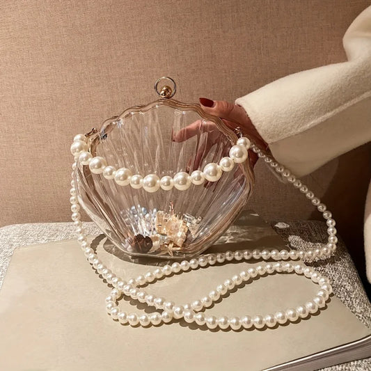 Bolsa Cristal com Pérolas