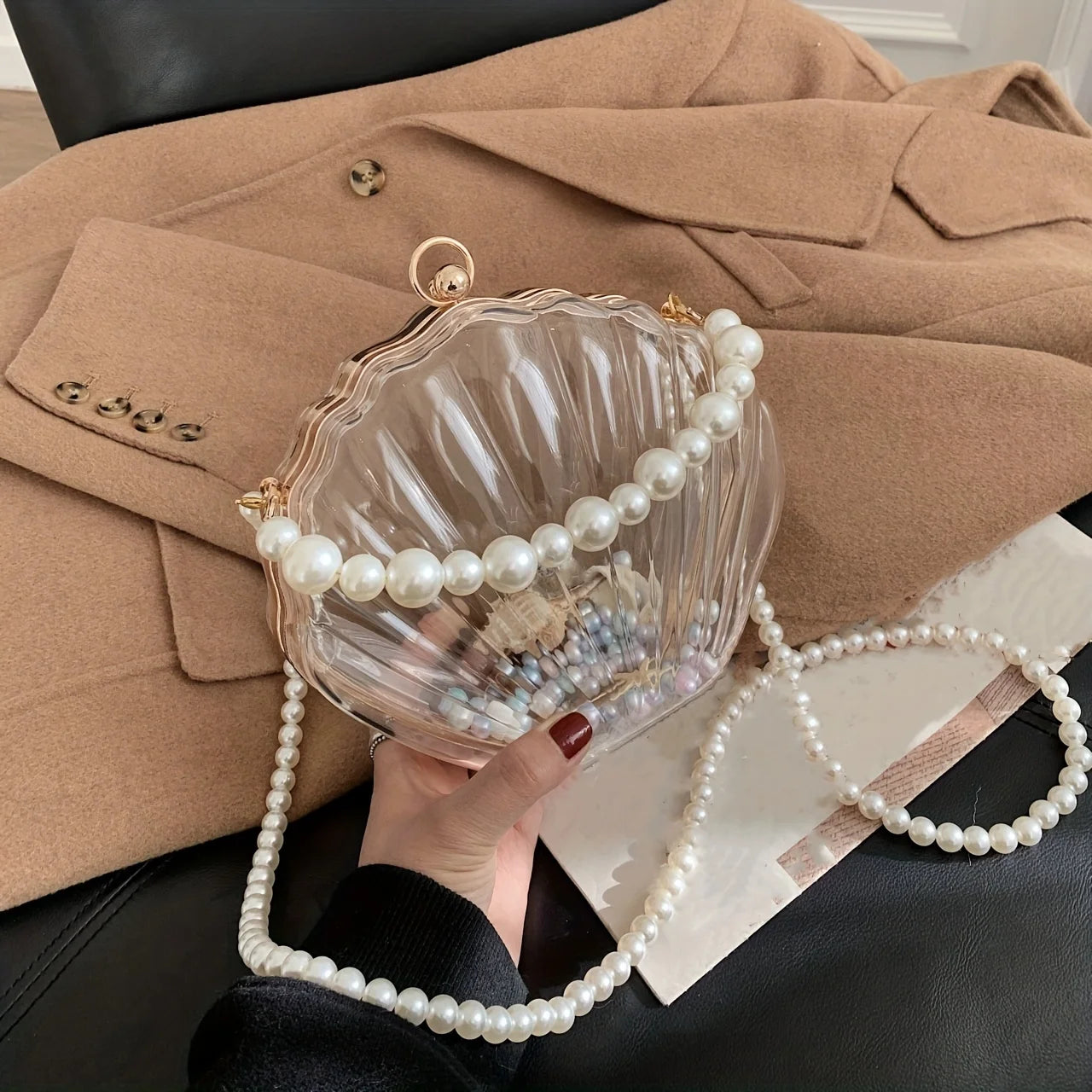 Bolsa Cristal com Pérolas