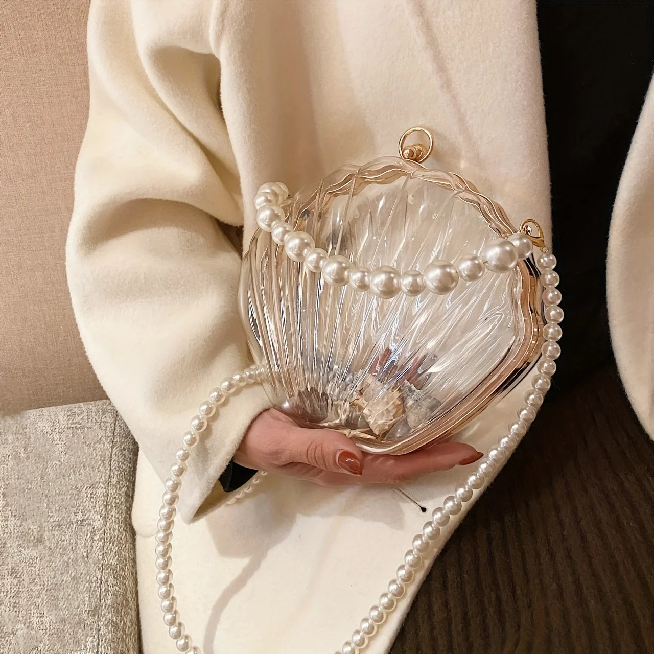 Bolsa Cristal com Pérolas