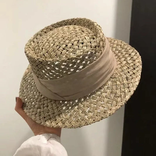 Chapéu Palha Vazada com Faixa