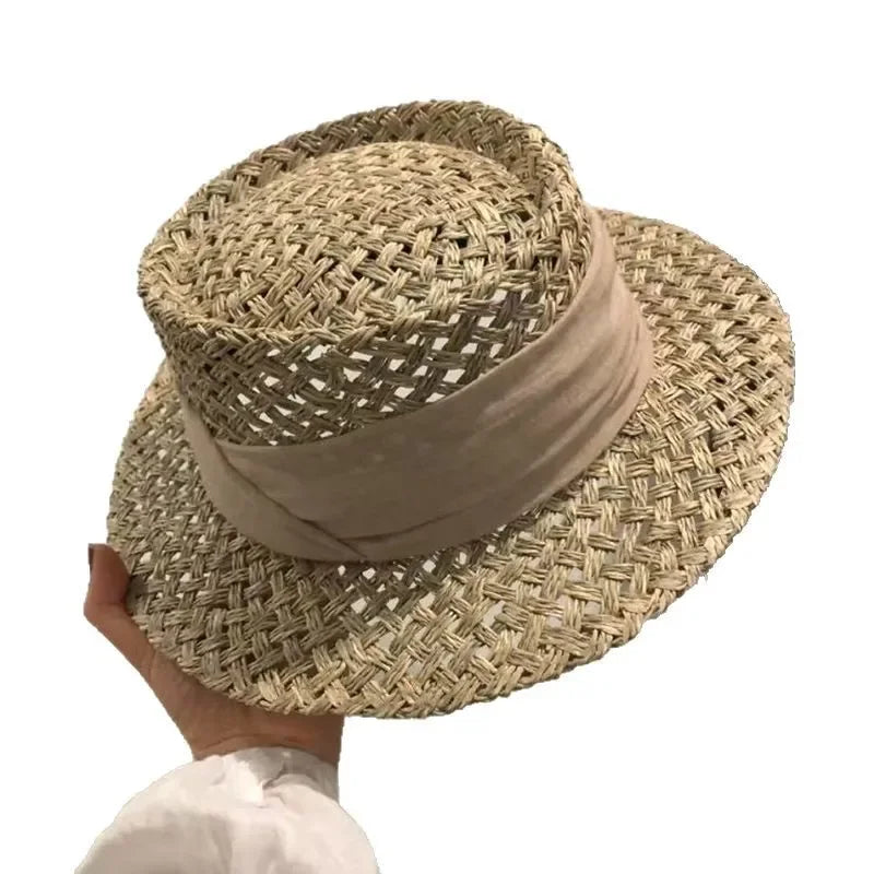 Chapéu Palha Vazada com Faixa