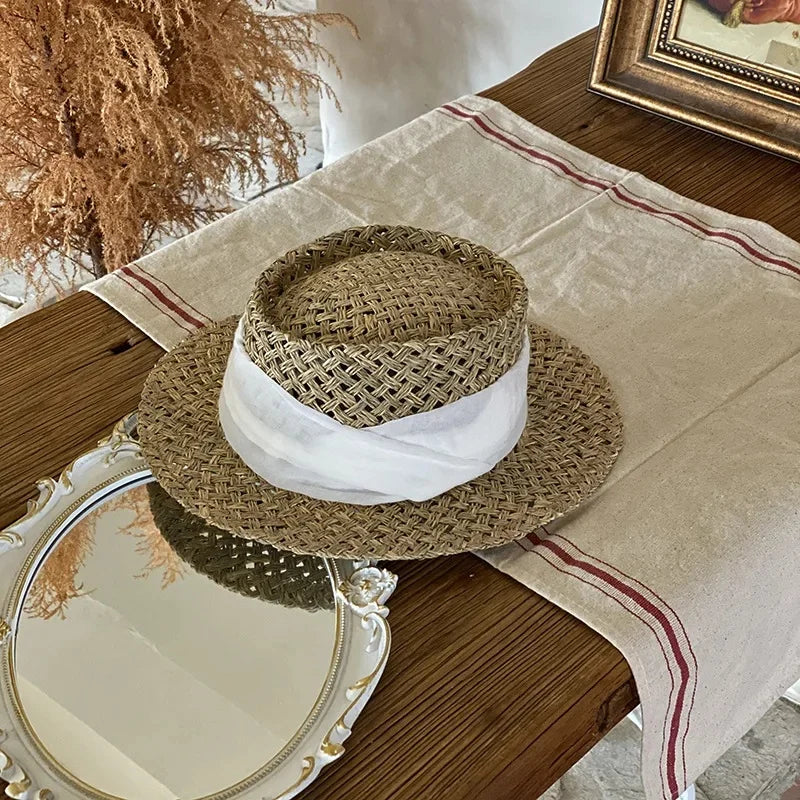 Chapéu Palha Vazada com Faixa