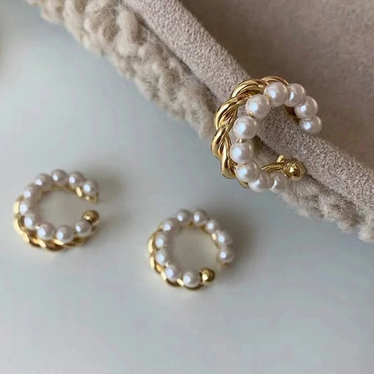 Ear Cuff Pérola Trançada