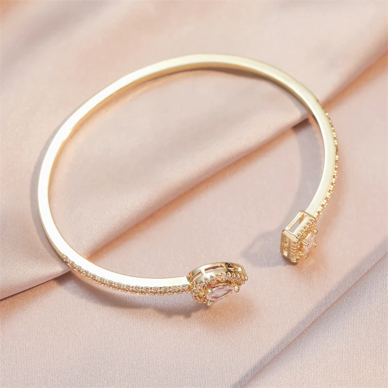 Pulseira Bracelete Brilho Duplo com Zircônia
