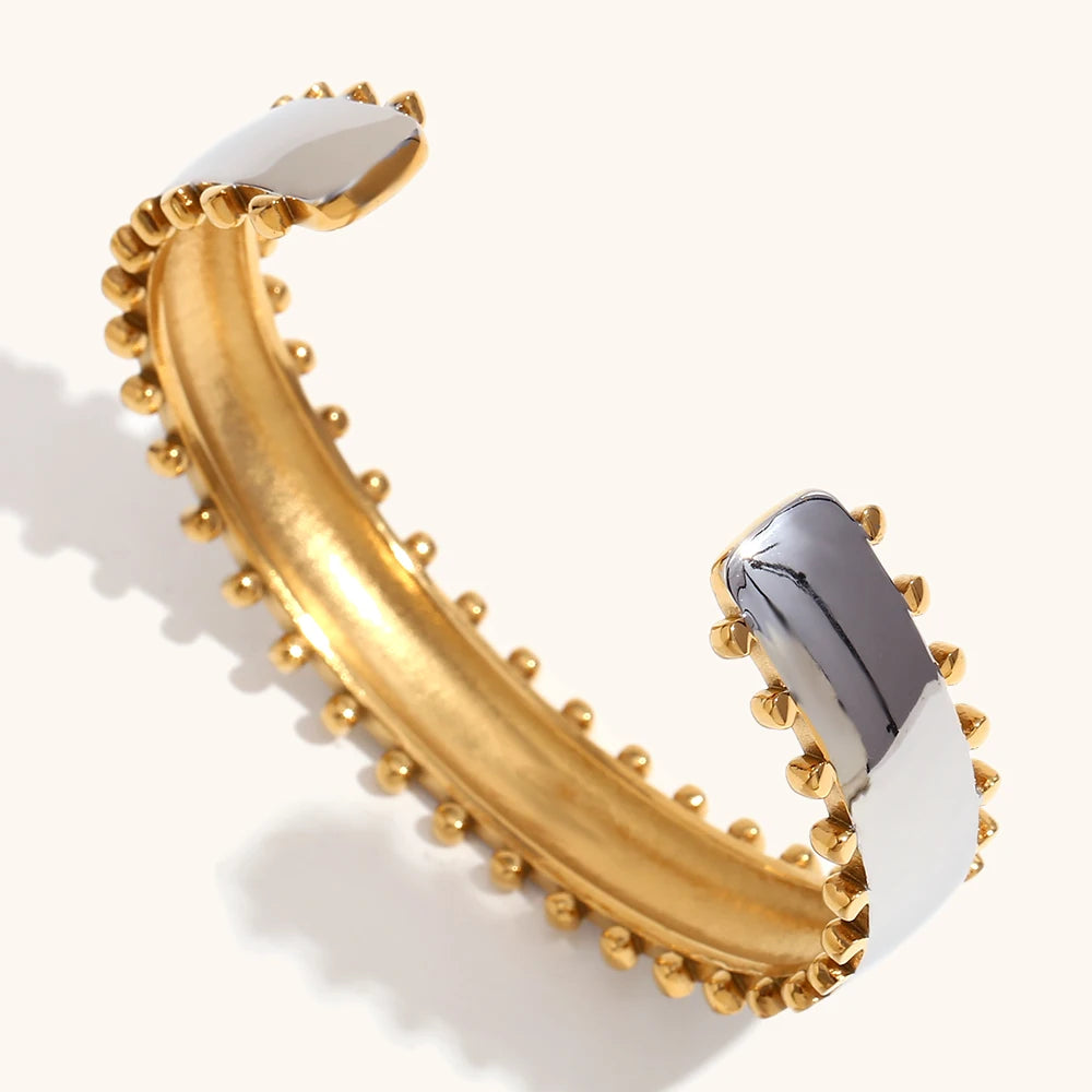 Pulseira Bracelete Luxo Prata com Dourado