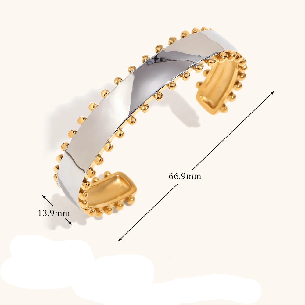 Pulseira Bracelete Luxo Prata com Dourado