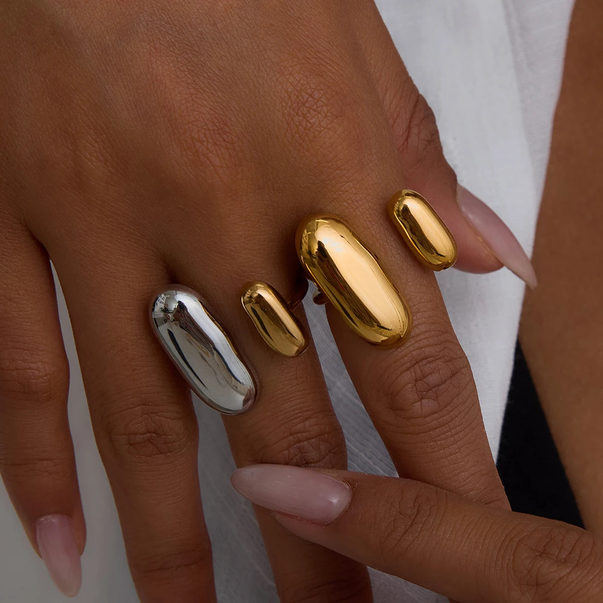 Anel Duplo Dourado e Prata