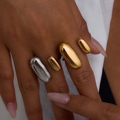 Anel Duplo Dourado e Prata