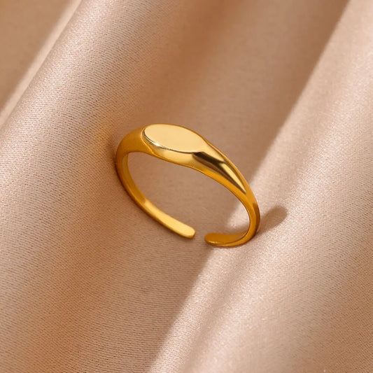 Anel Oval Ajustável Dourado