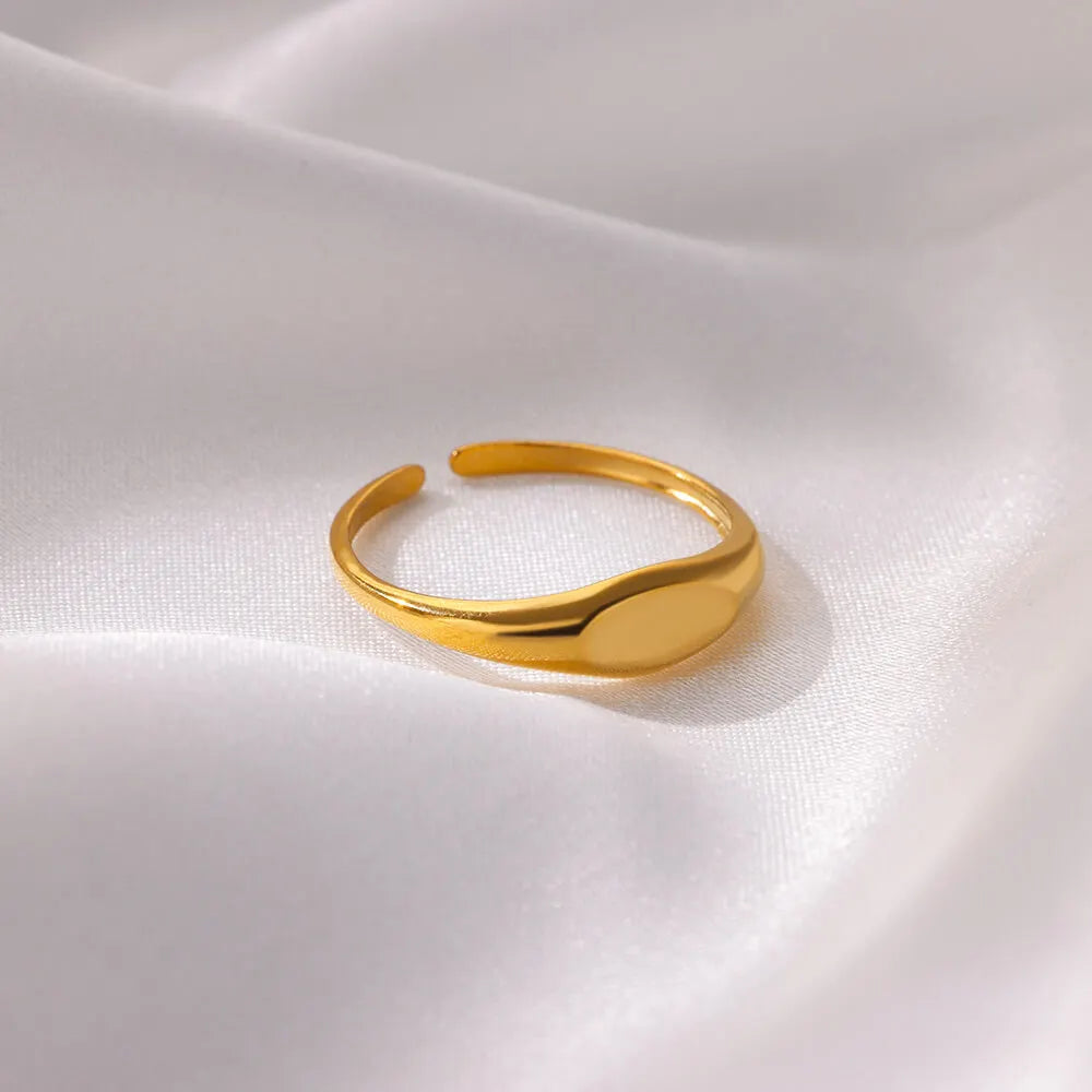 Anel Oval Ajustável Dourado