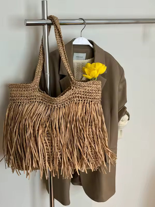 Bolsa Bali Palha com Franja