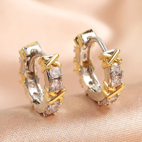 Brinco Argola Cravejada Zircônia com Dourado