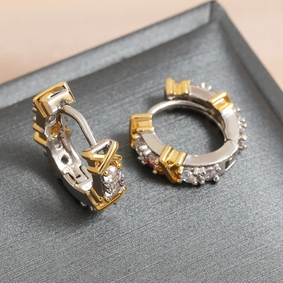 Brinco Argola Cravejada Zircônia com Dourado