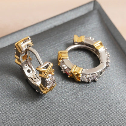 Brinco Argola Cravejada Zircônia com Dourado