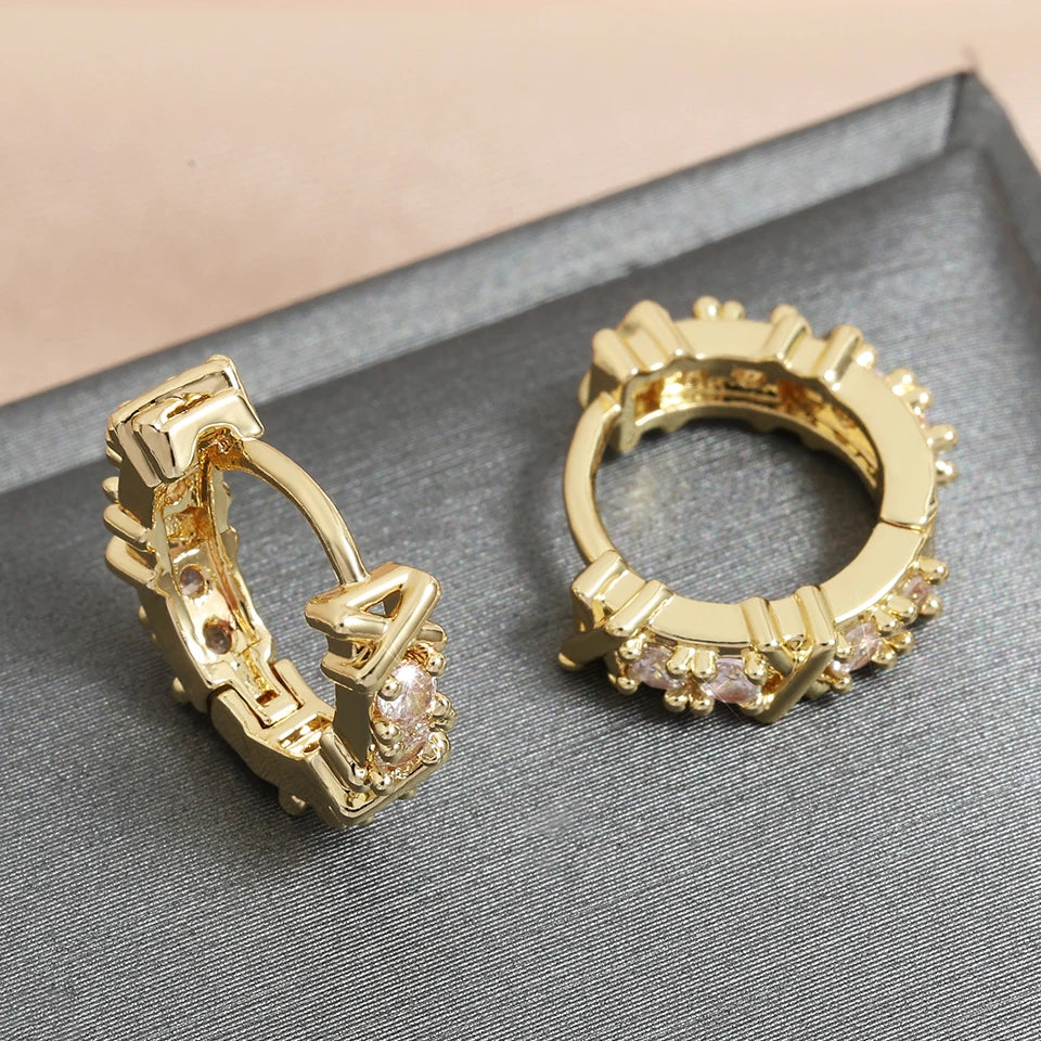 Brinco Argola Cravejada Zircônia com Dourado
