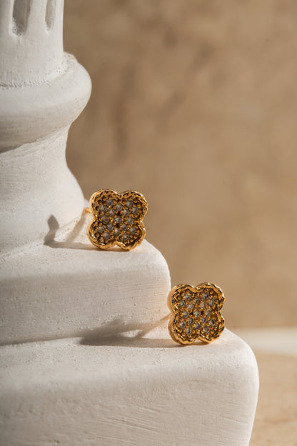Brinco Duplo Cravejado de Zircônia flor