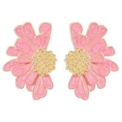 Brinco Flor Romântica com Detalhes Dourados