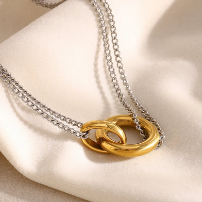 Colar Corrente Dupla com Elo Dourado