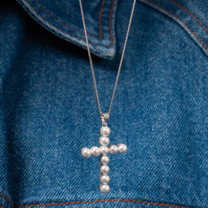 Colar Cruz com Pérolas
