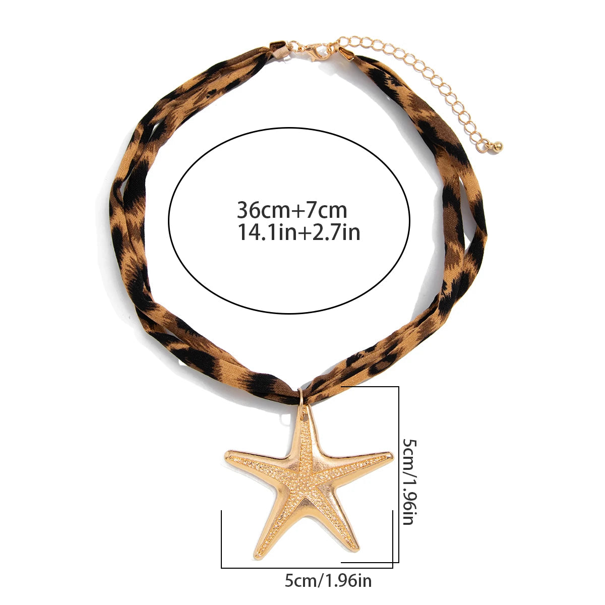 Colar Lenço Animal Print com Pingente Dourado