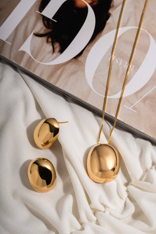 Conjunto Bolas Orgânicas Dourado Liso