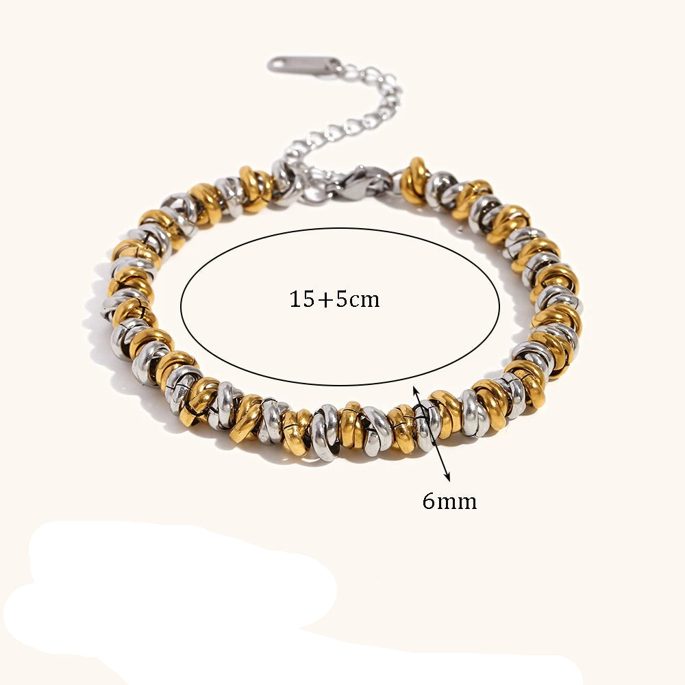 Conjunto Colar e Pulseira Prata e Dourado
