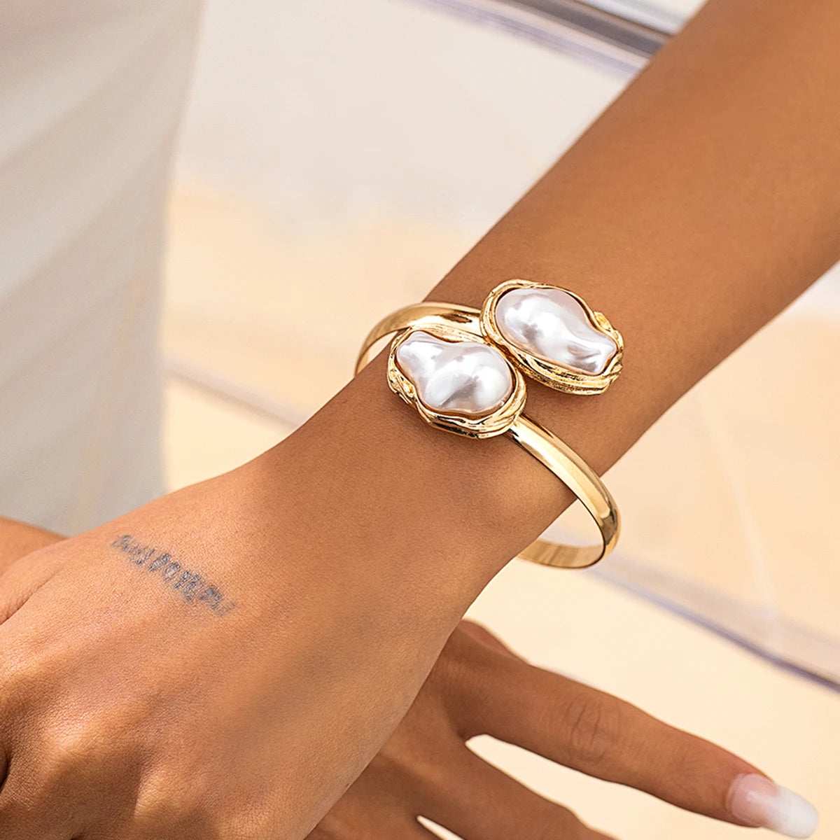 Conjunto Pérola Barroca com Dourado