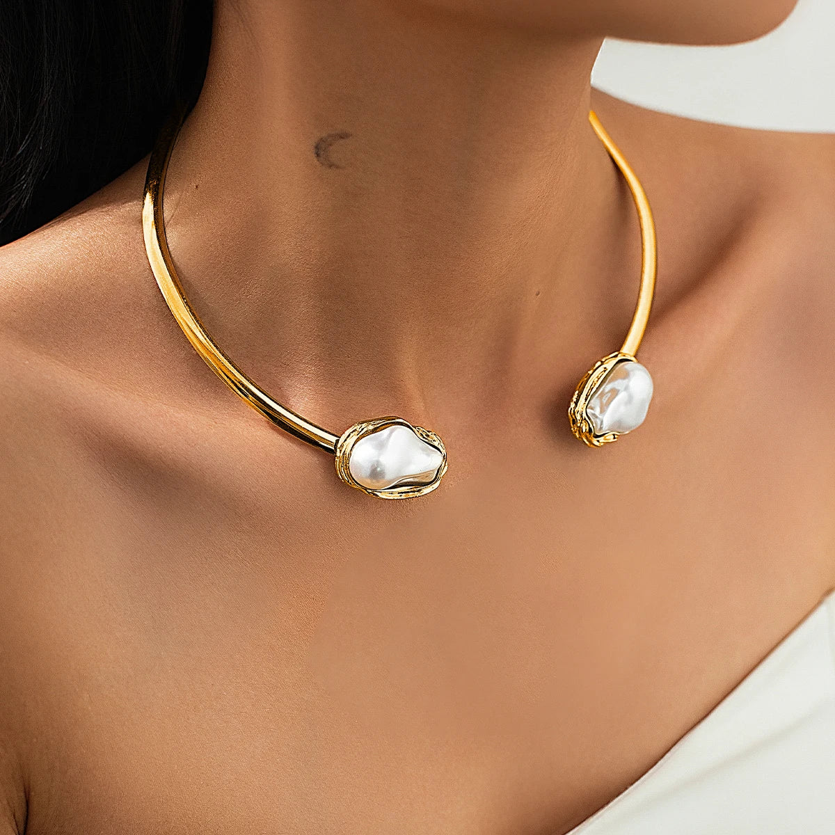 Conjunto Pérola Barroca com Dourado