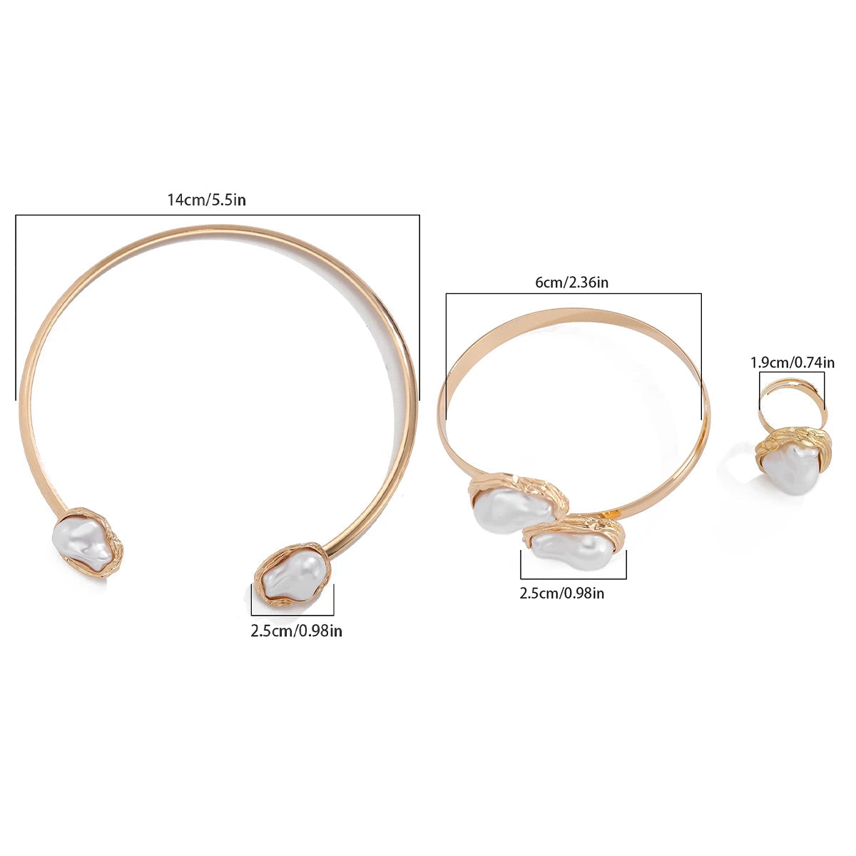 Conjunto Pérola Barroca com Dourado