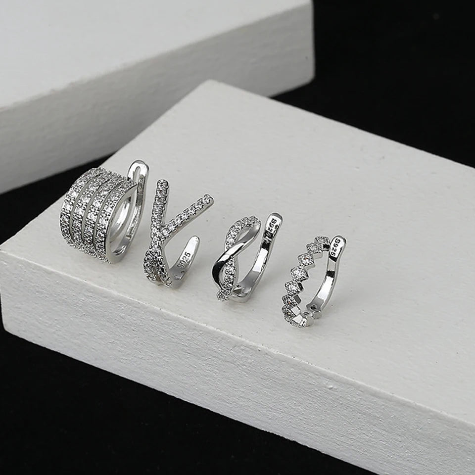 Conjunto de  Ear Cuff Cravejado de Zircônia