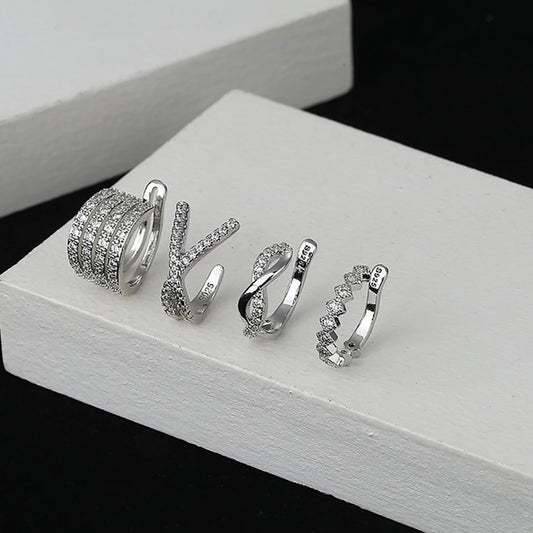 Conjunto de  Ear Cuff Cravejado de Zircônia