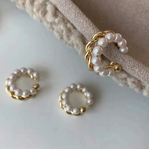 Ear Cuff Pérola Trançada