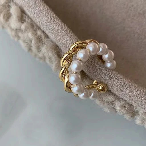Ear Cuff Pérola Trançada