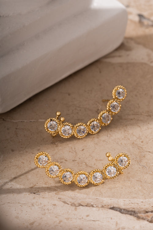 Brinco Ear Cuff Dourado com Cristal