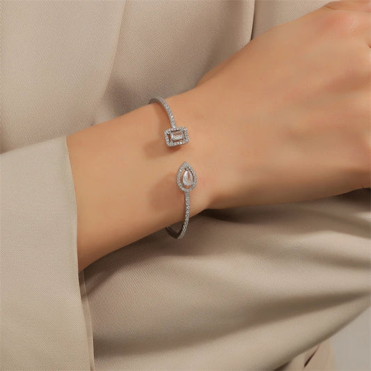 Pulseira Bracelete Brilho Duplo com Zircônia