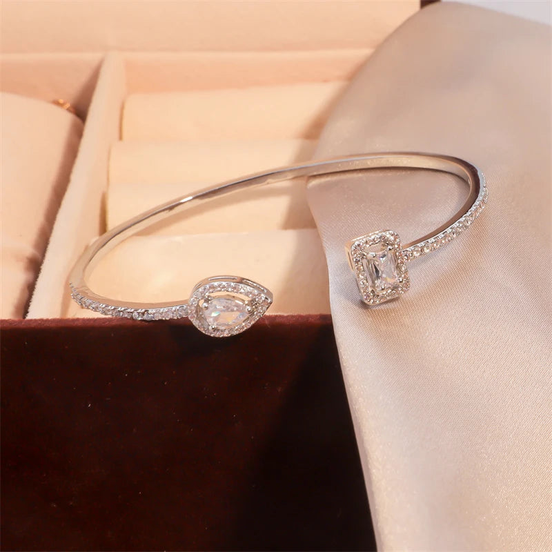 Pulseira Bracelete Brilho Duplo com Zircônia
