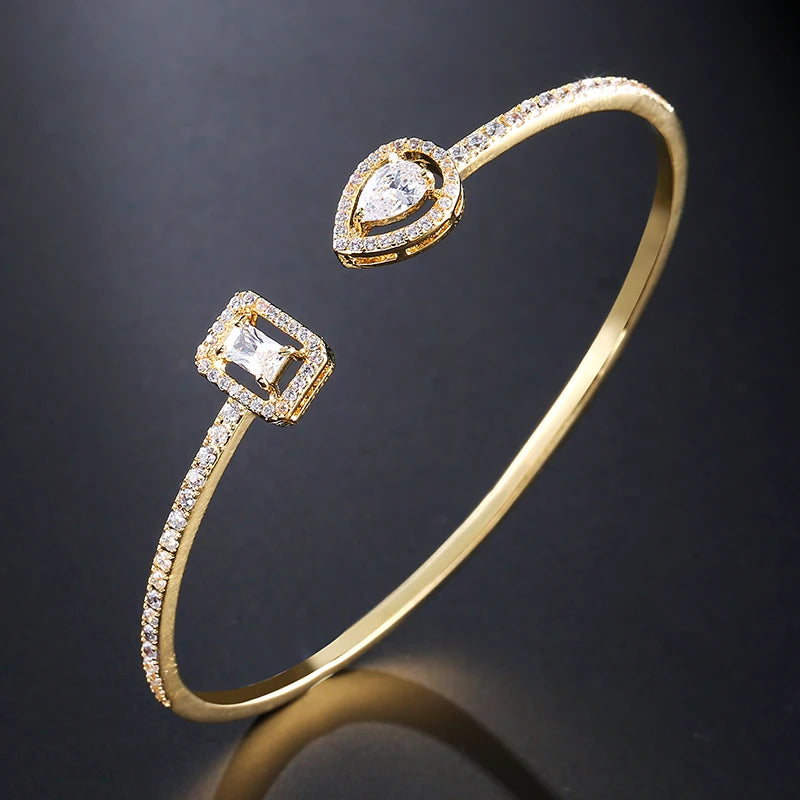 Pulseira Bracelete Brilho Duplo com Zircônia