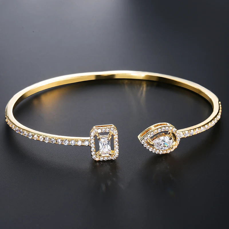 Pulseira Bracelete Brilho Duplo com Zircônia