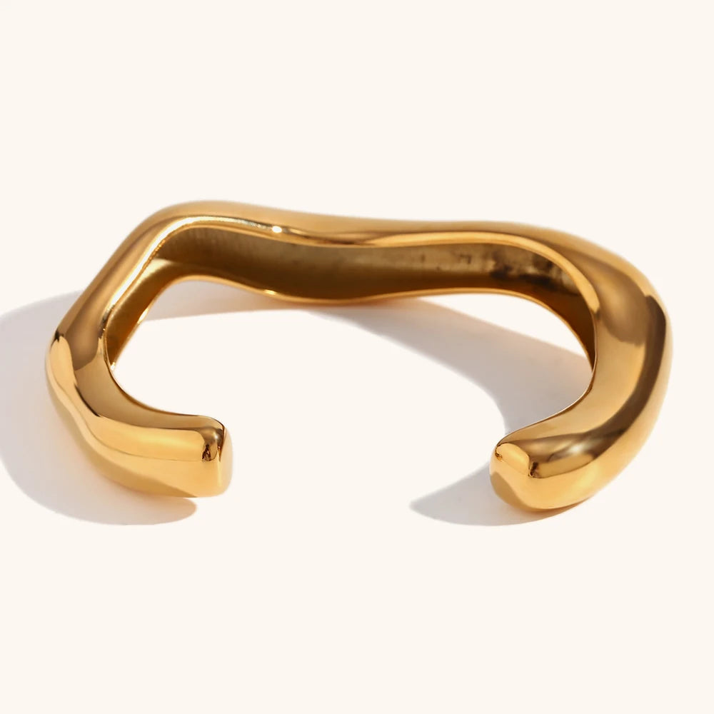 Pulseira Bracelete Duplo Orgânico Dourado e Prata