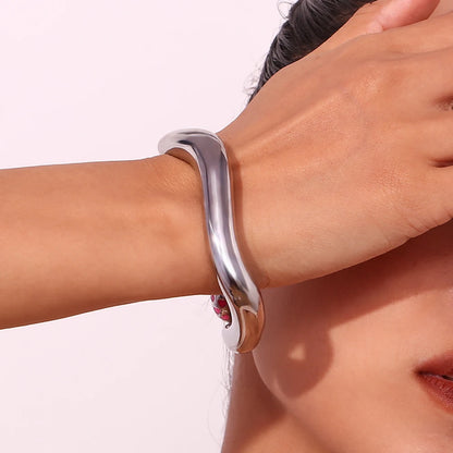 Pulseira Bracelete Duplo Orgânico Dourado e Prata