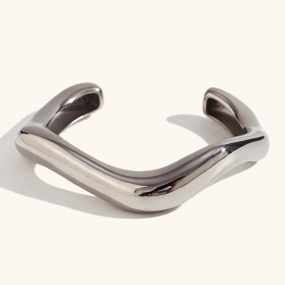 Pulseira Bracelete Duplo Orgânico Dourado e Prata