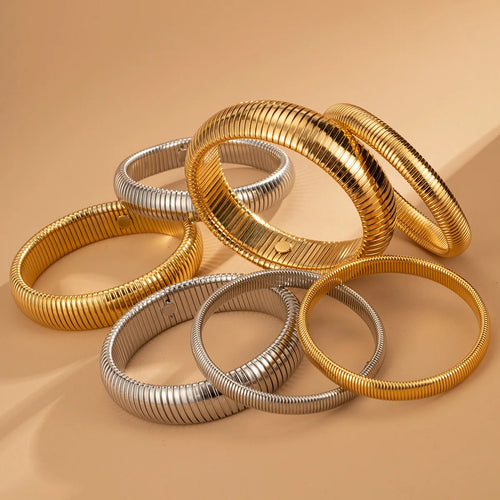 Pulseira Bracelete Mola Dourado / Prateado