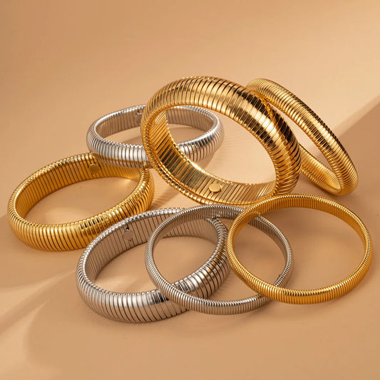 Pulseira Bracelete Mola Dourado / Prateado