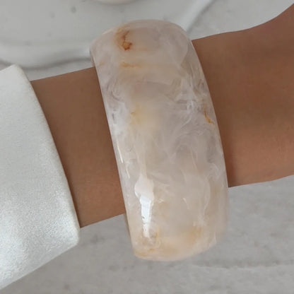 Trio de Bracelete Resina Natural Mármore Nude