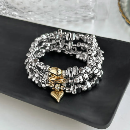 Trio de Pulseiras Prata e Dourado