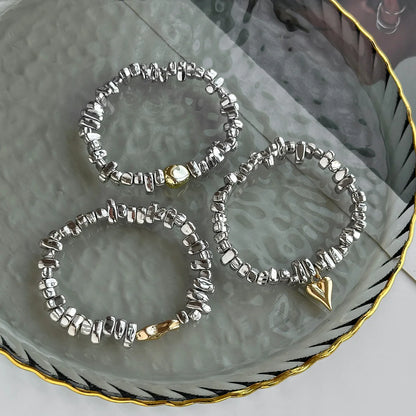 Trio de Pulseiras Prata e Dourado